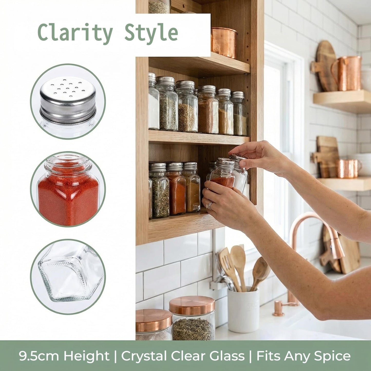 Tebery 16 Pack Clear Salt and Pepper Shakers Glass Set, Retro Style Glass Spice Shakers with Stainless Tops