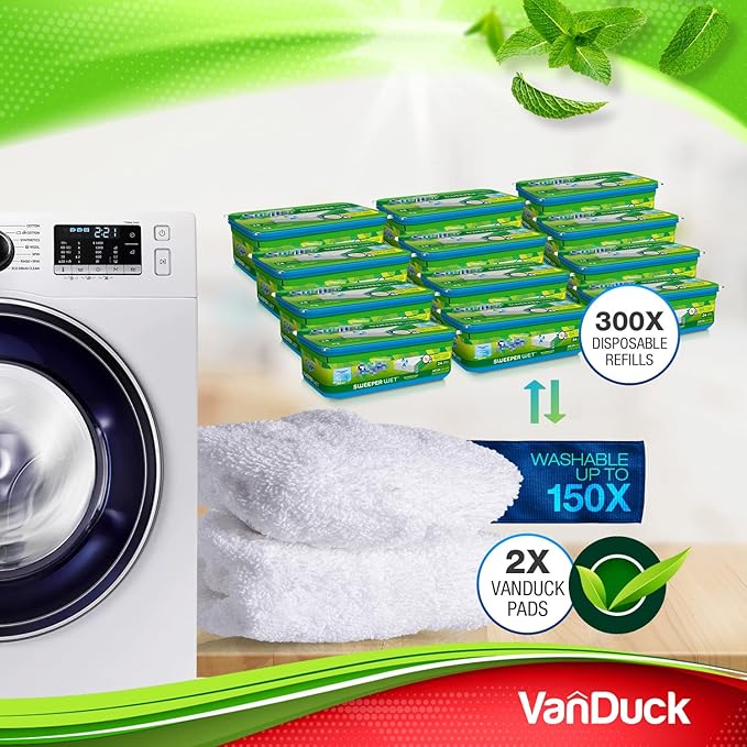VanDuck Reusable 100% Cotton Mop Pads, Terry Cloth Mop Covers Washable