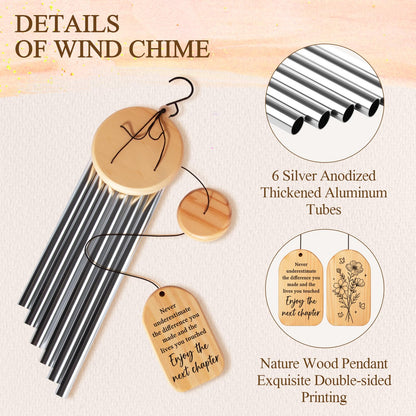 Farewell Gifts for Coworkers, 25.5 inch Farewell Wind Chime, New Job Gifts for Women, Going Away Goodbye Gift for Friends, Next Chapter New Beginnings Gift for Coworkers, Retirement Present