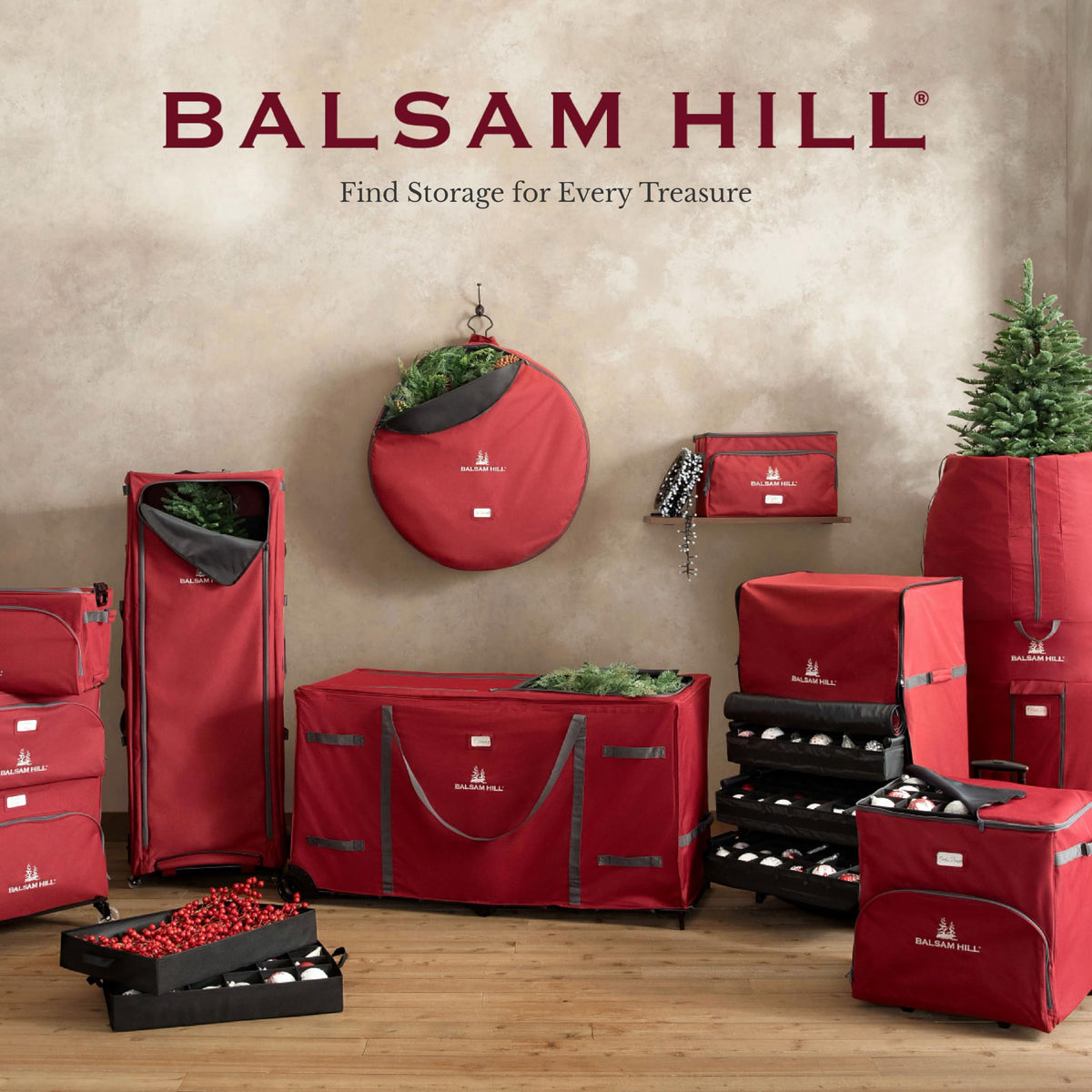 Balsam Hill Deluxe Rolling Ornament Chest - 150pc Christmas Decoration Storage with Dividers & Trays