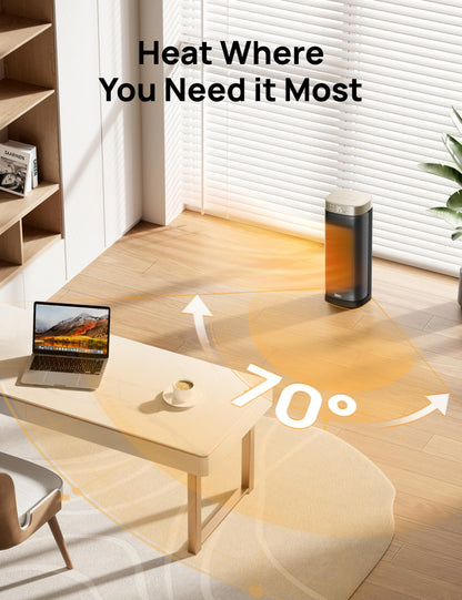 Dreo 16 Inch Electric Heater, Energy Efficient Space Heaters with Thermostat, 70° Oscillating Remote Control 3-Mode Tip-over & Overheat Protection, Silent Ceramic Fan Heater for Home