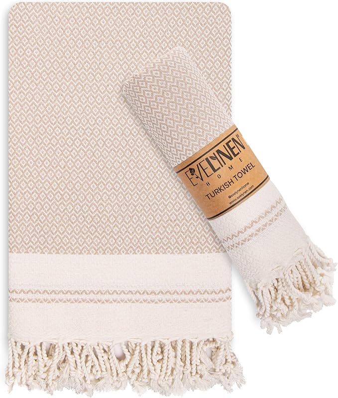 Evelynen Turkish Hand Towels for Bathroom & Kitchen Towels Decorative Set of 2