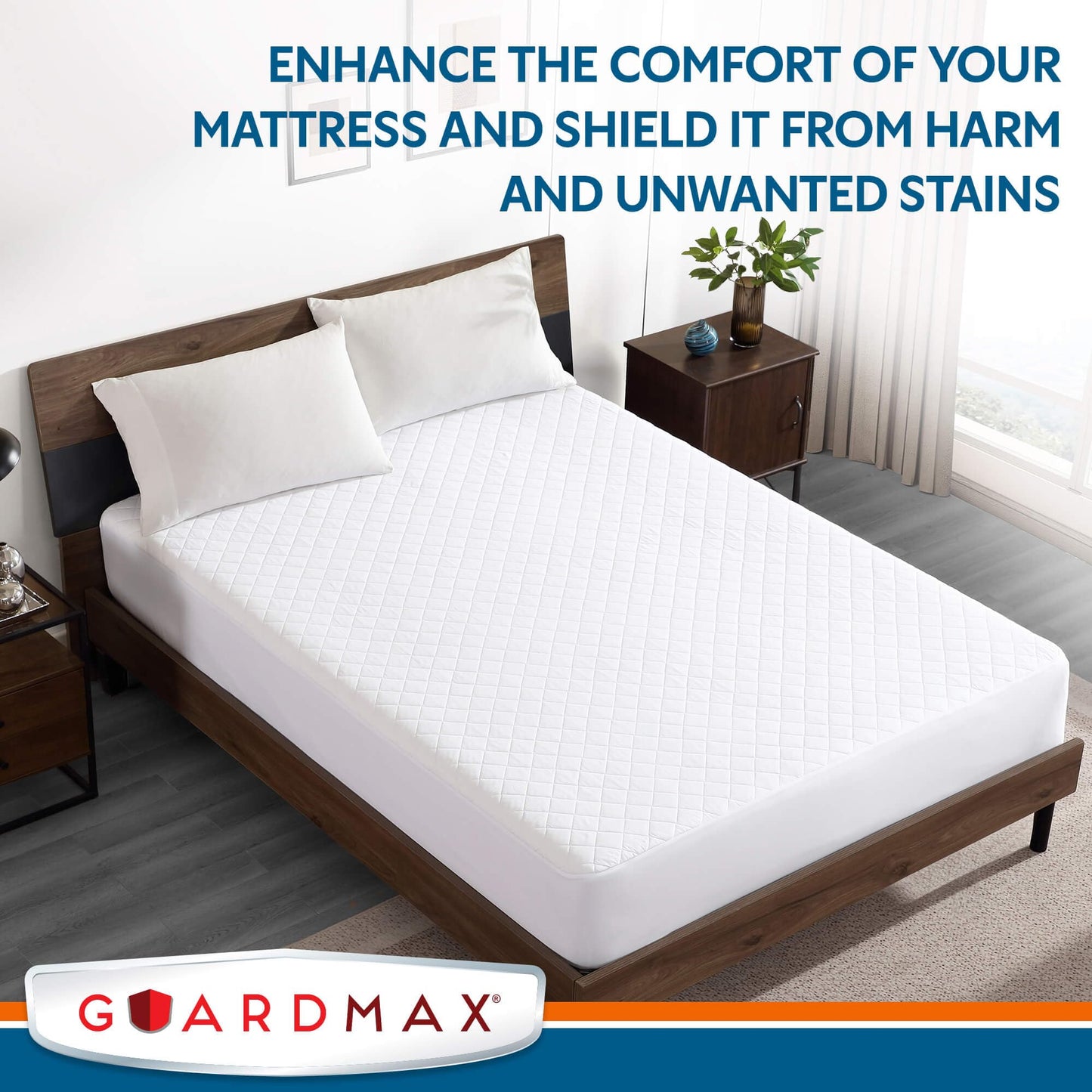 Guardmax Waterproof Quilted Fitted Mattress Pad | Hypoallergenic Cover | Breathable, Noiseless Barrier | Twin XL (39 x 80 x 13)