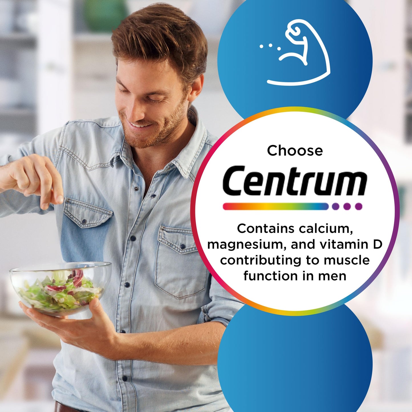 Centrum Men Tablets Multivitamin & Mineral Supplements, with 23 essential nutrients, including vitamin D, C, and Magnesium, 30 ct