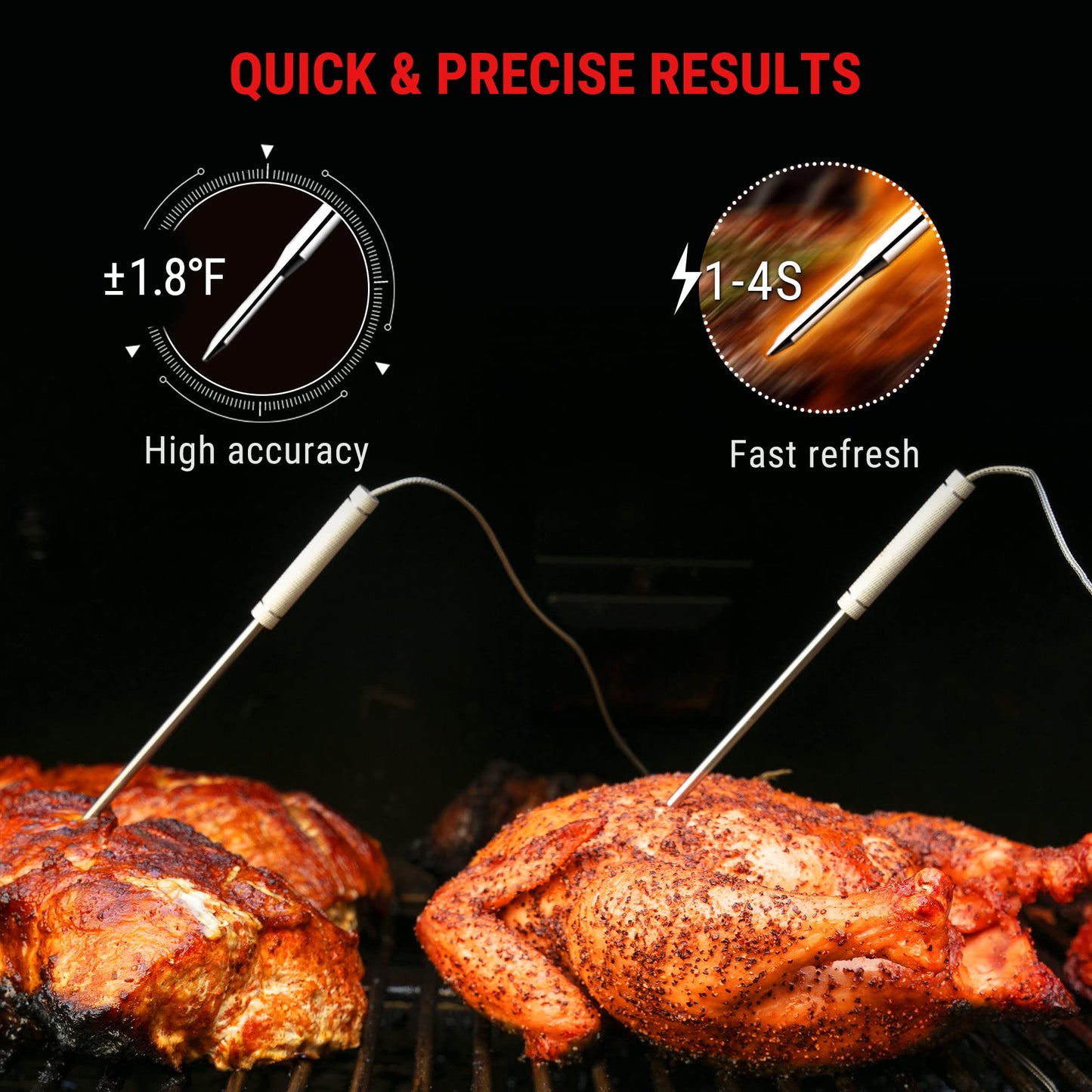 ThermoPro TP27 500FT Long Range Wireless Meat Thermometer for Grilling and Smoking with 4 Probes Smoker BBQ Grill Kitchen Food Cooking Digital Thermometer for Meat