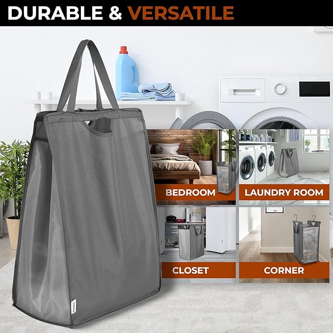 ALCOVA 2 Pack Hanging Laundry Hamper, Space-Saving Mesh Hanging Laundry Bag