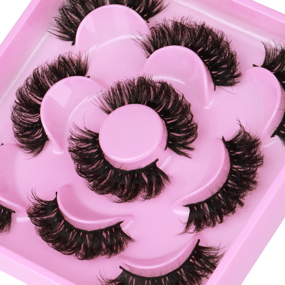 Natural False Eyelashes Fluffy Mink Lashes 3D Wispy D Curl Eye Lashes Russian Strip Thick Full False Eyelashes 5 Pairs 21mm by Focipeysa Eyelashes