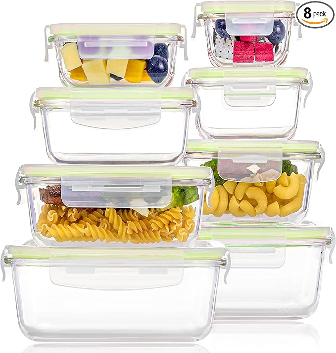 Vtopmart 8 Pack Glass Food Storage Containers