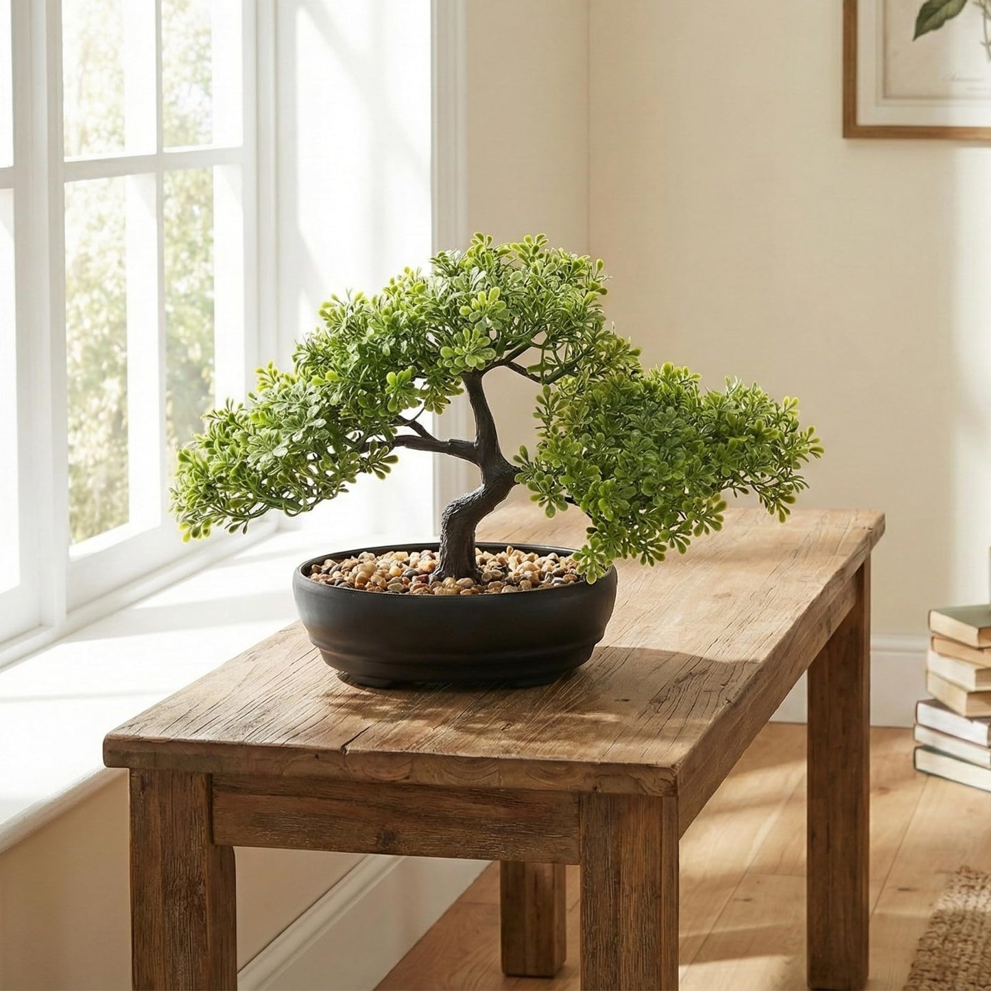 ALAGIRLS Artificial Bonsai Tree, Fake Juniper Plants Indoor Small Fake Bonsai Tree Indoor with Pot and Pebbles Artificial Bonsai Tree Indoor for Desk Home Office Bathroom Shelf Decorations