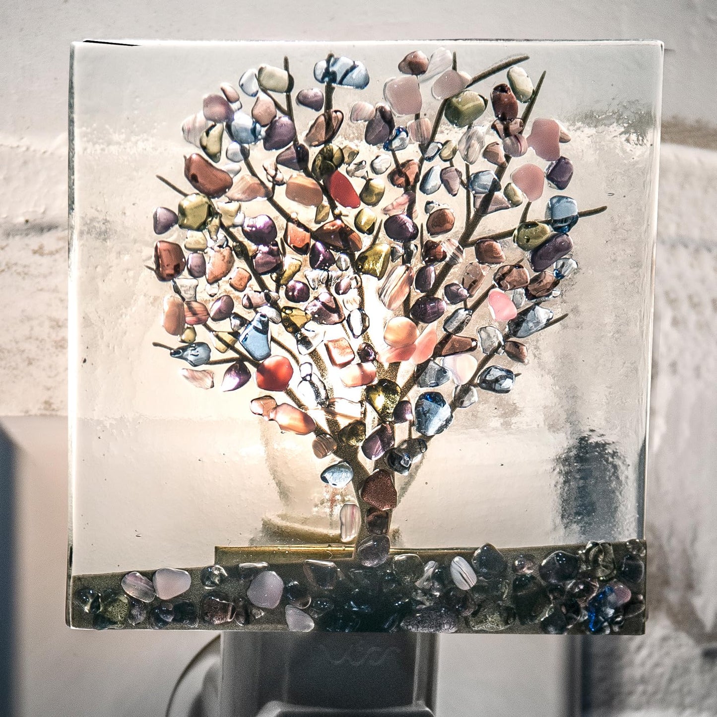 J Devlin Stained Glass Tree Night Light, Handmade Accent Light