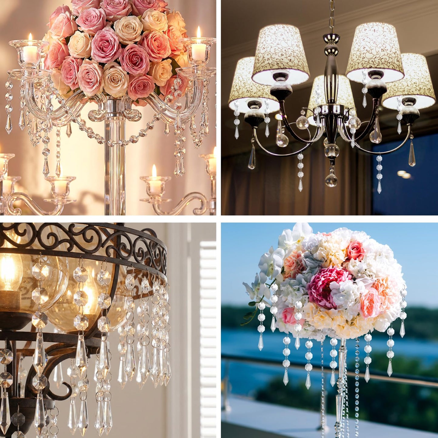 100 Pcs Acrylic Hanging Crystals for Centerpieces Icicle Chandelier Garland Beads Strands Ornaments Clear Teardrop Chandelier Crystals Pendant for Wedding Home Garden Outdoor Christmas Tree Decor
