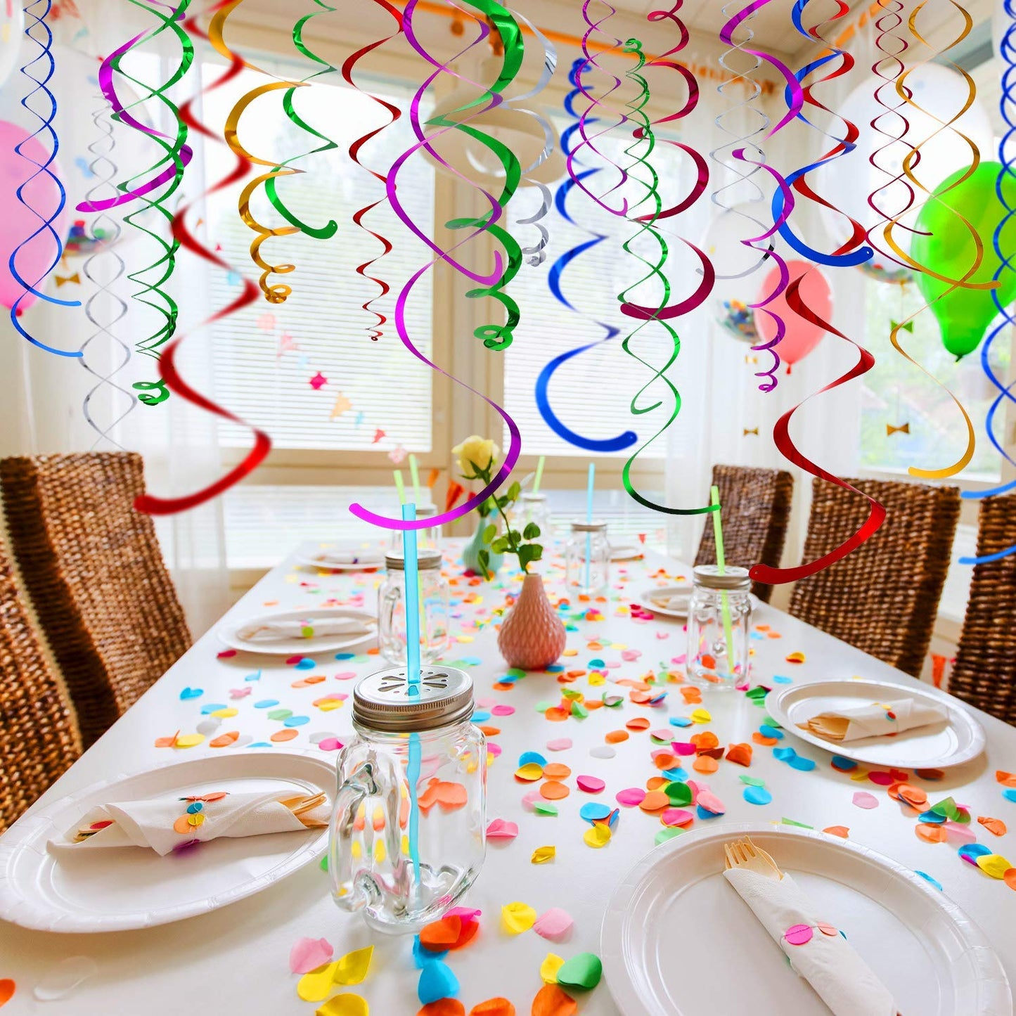 Hanging Spiral Swirl Decorations, Ceiling Decoration for Birthday, Graduation, Holiday Celebration Supplies Supper Longer 74cm/Pcs with Hook &Hem Decorative Hole -12 Pcs (Purple1)