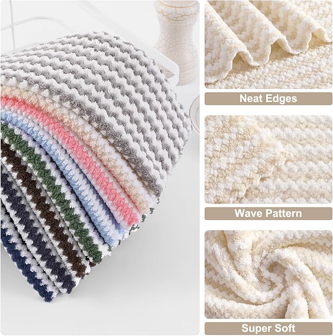 Homaxy 18 Pack Kitchen Dish Cloths, Ultra Soft and Absorbent Dish Towels