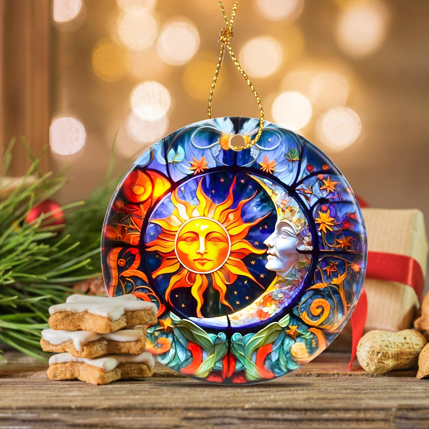 Jocidea Sun and Moon Christmas Ornaments - Bumblebee Ornaments for Tree, Holiday Keepsake Gift Exchange