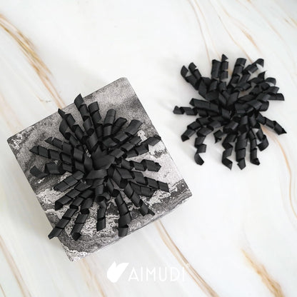 AIMUDI Black Bows 4" Black Burst Bows Self Adhesive Curly Ribbon Bows for Gift Wrapping Grosgrain Ribbon Twist Tie Bows for Treat Bags Gift Bags Christmas Wedding Party Decorations - 6 Counts