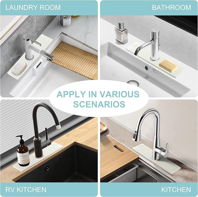 Faucet Mat for Kitchen Sink, Diatomite Fast Drying Stone Sink Tray, Super