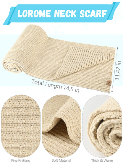 Winter Warm Hat Scarf and Touch Screen Gloves Set, Knitted Pom Beanie Hat Neck Warmer Long Scarf Winter Gloves for Women Men