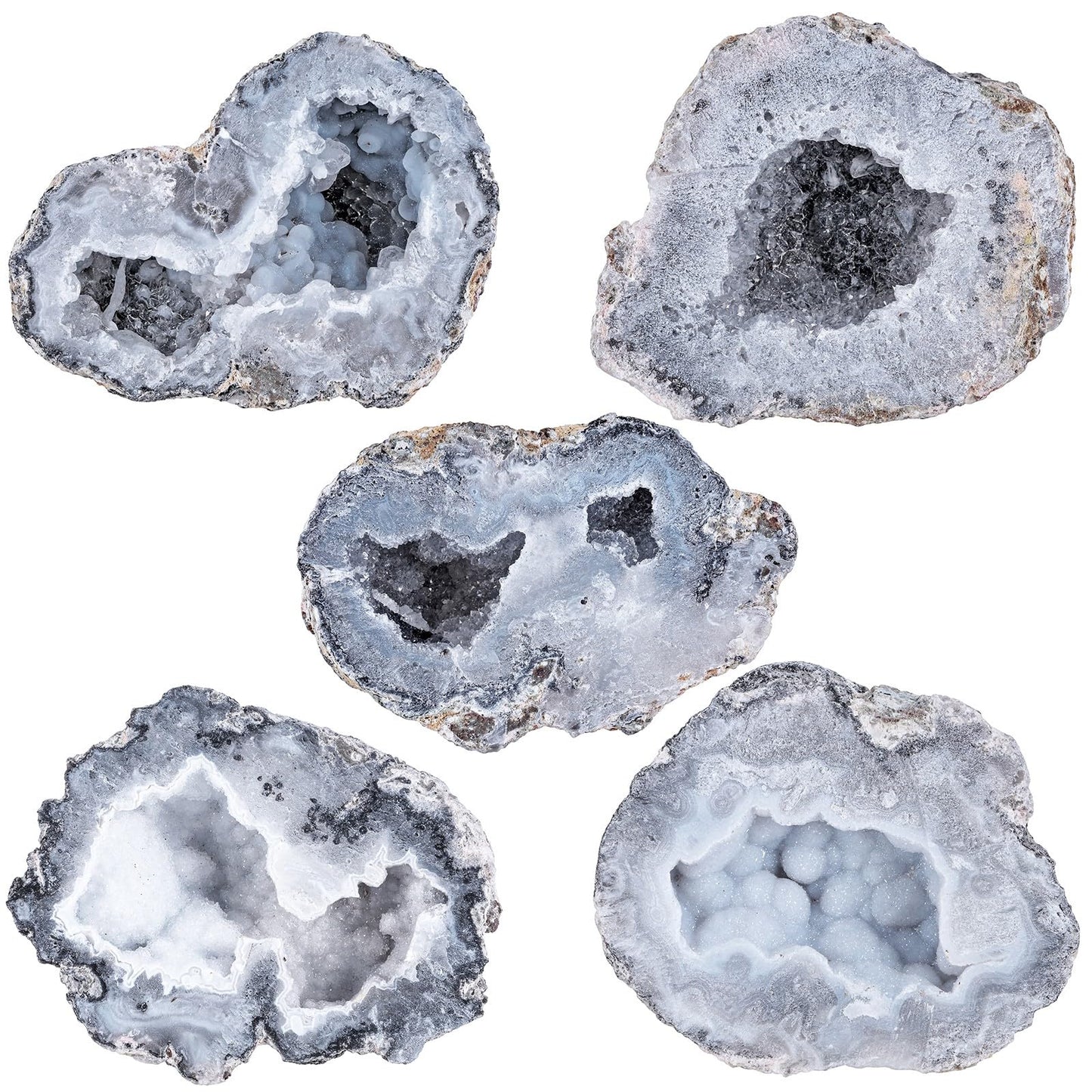 SUNYIK Mexico Agate Geode Quartz Crystal Cluster Specimen Irregular Mineral Stone Display for Home Office Decoration Reiki Healing Meditation, 0.59-1.57"(100-200g)