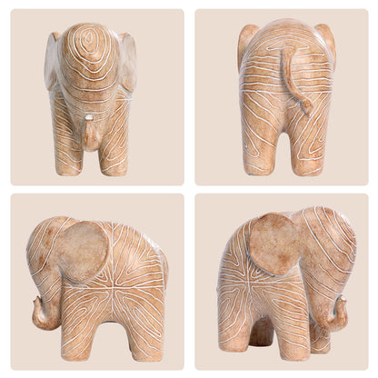 Kakizzy Elephant Statue, African Animal Decor, Wooden Elephant Gift for Women, Boho Decor for Living Room, Shelf, Office（1Pack, Big）