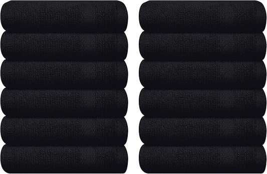 GLAMBURG Ultra Soft 12-Piece Washcloths Set 13x13-100% Ringspun Cotton