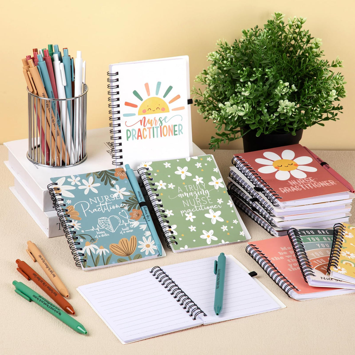 Yexiya 21 Sets Nurse Appreciation Week Gifts for Practitioner Including Positive Affirmation Ballpoint Pens Inspirational Notebooks Positive Office Gifts for Women Employee Coworker Nurses Assistant
