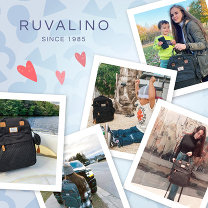 RUVALINO Baby Changing Bag Backpack, Neutral All-in-One Nappy Backpack for, Multifunction Baby Bags with Portable Changing Pad, Stroller Straps, Pacifier Case and Insulated Pockets, Black