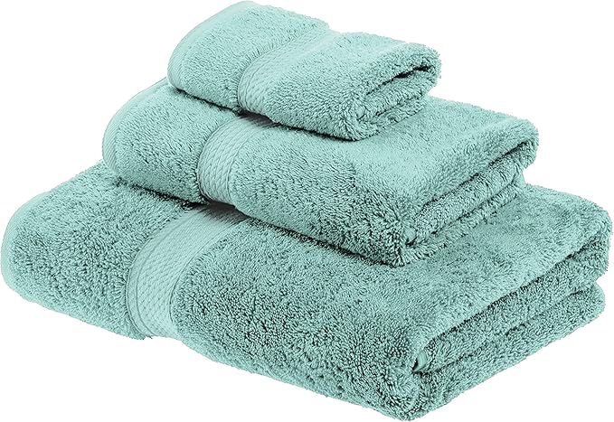 SUPERIOR Egyptian Cotton Pile 3 Piece Towel Set, Includes 1 Bath, 1 Hand