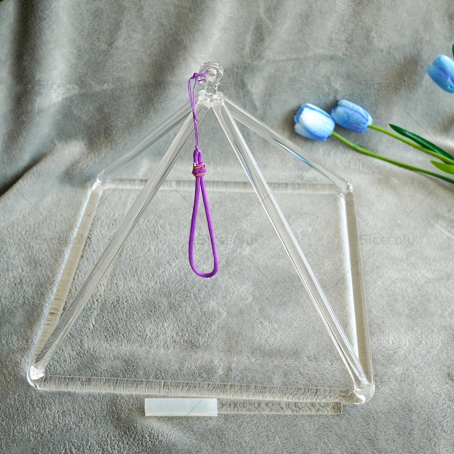 Siceeoly 12 inch Pyramid Quartz Crystal Singing Pyramid Handmade TransparentHealing Musical Instrument For Sound Healing Meditation With Crystal Singing Bowl Striker