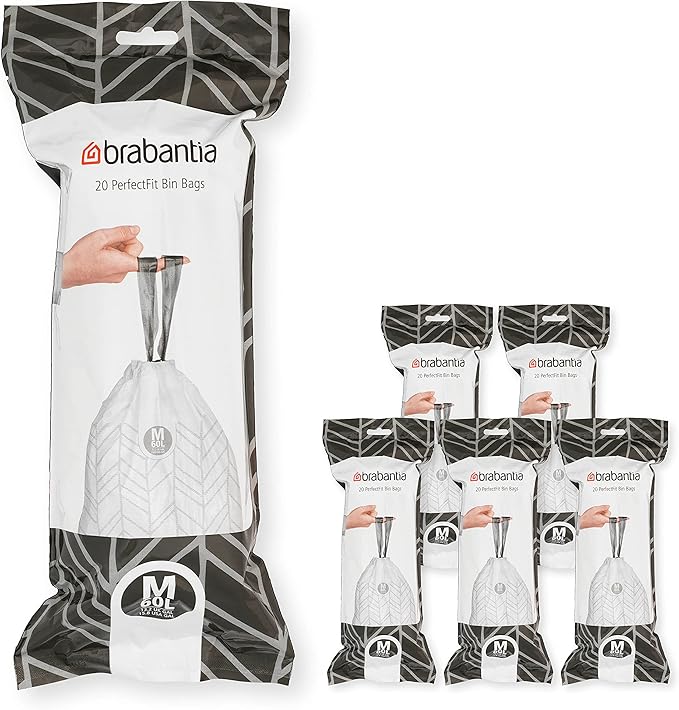 Brabantia PerfectFit Trash Bags Thick Plastic Trash Can Liners