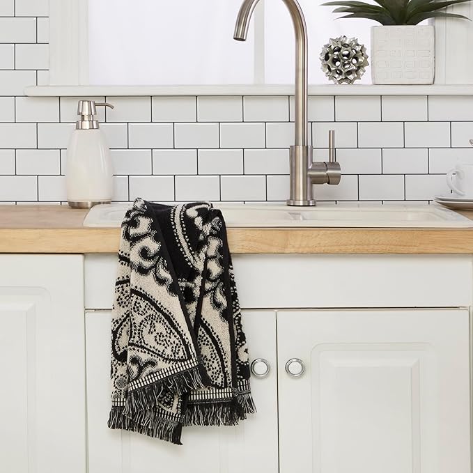 SKL Home Amherst Medallion 100% Cotton Premium 2-Piece Hand Towel Set, 600 GSM