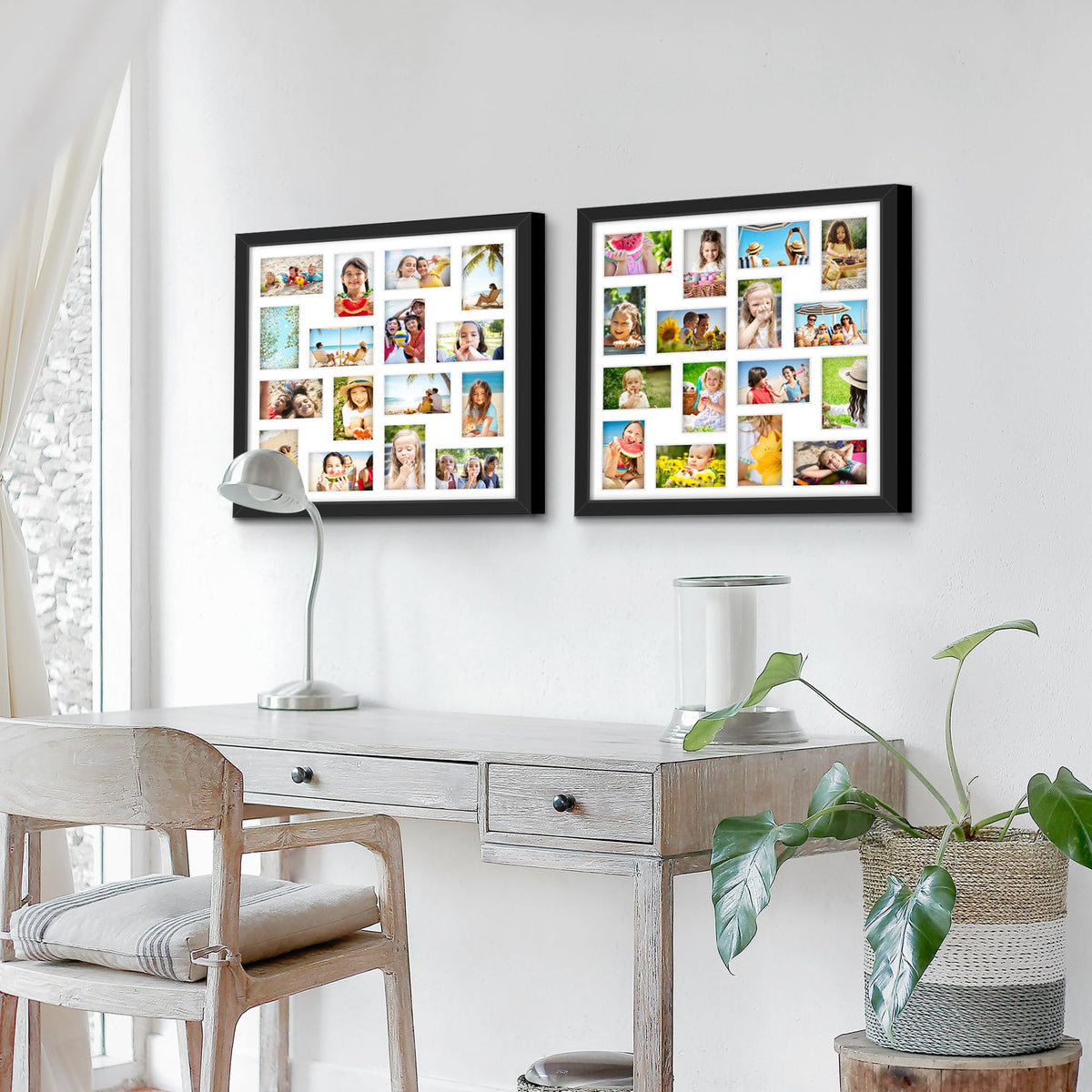 DUENPY 22x22 Picture Frame 4x6 Collage Picture Frame Displays Sixteen 4x6 inch Photos Collage Wall Decor Wall Hanging Black