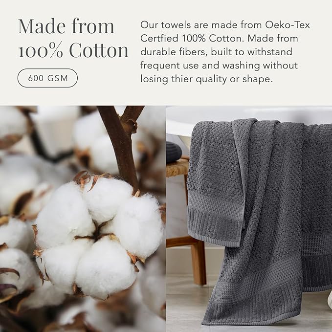 NY Loft 100% Cotton Hand Towel 6 Pack | Super Soft & Absorbent Quick-Dry Hand