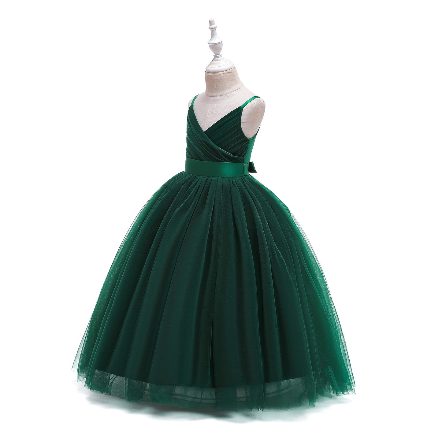 Glamulice Emerald Green Flower Girl Dress Lace Bridesmaid Long A Line Wedding Pageant Dresses Elegant Spaghetti Strap Party Gown Holiday Formal Princess Christmas Green Dance Photo Shoot Ball Gown 10