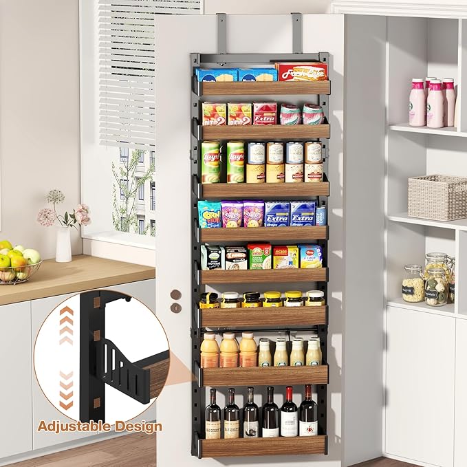8-Tier Over The Door Pantry Organizer, Heavy-Duty Metal Wall Mount or Hanging