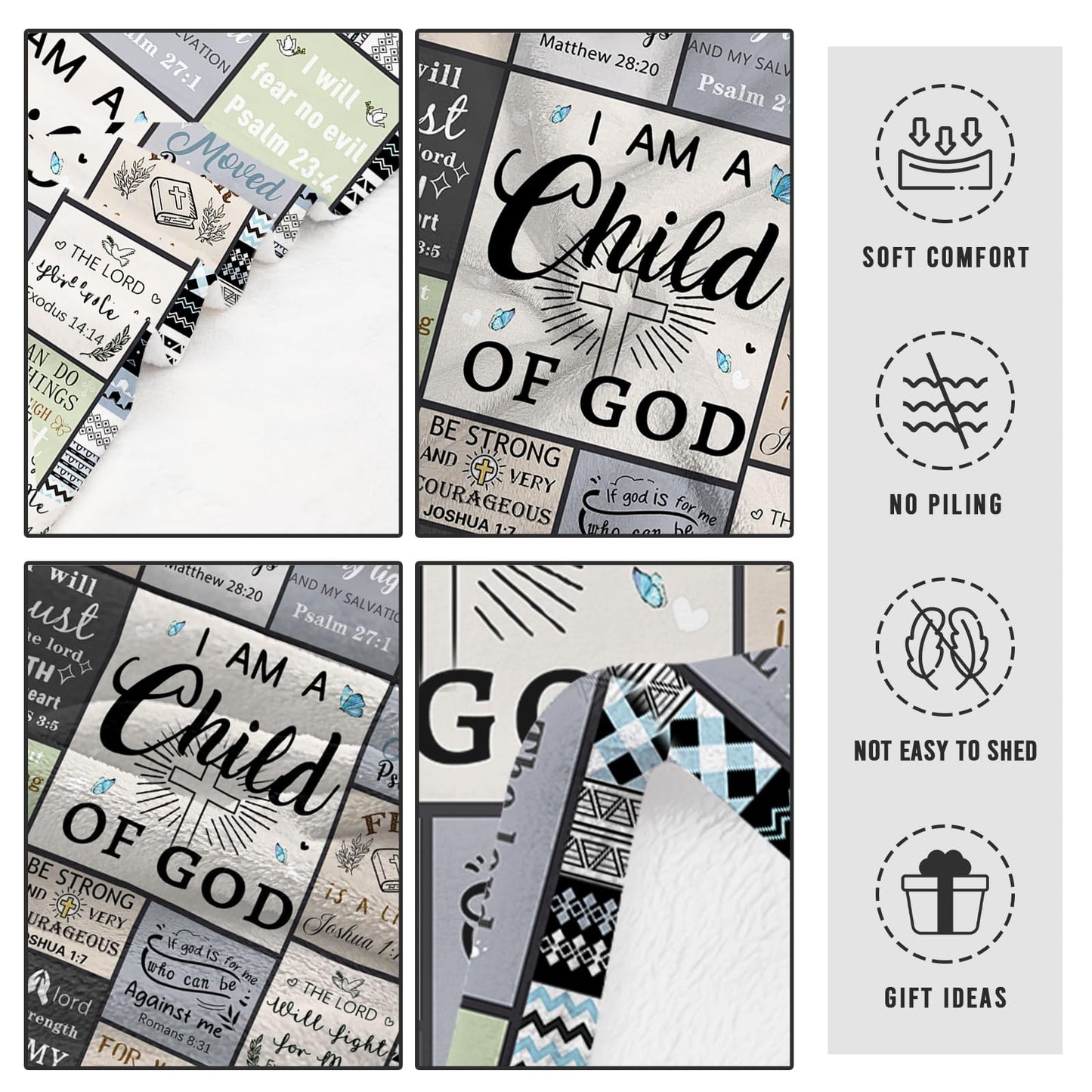 CIUGOIG Christian Gifts for Women & Men - 50"X60" I Am a Child of God Blankets - Inspirational Religious Birthday Catholic Spiritual Gifts Faith Based Gift - Christian Throws
