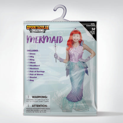 Spooktacular Creations Halloween Mermaid Costume for Girls, Purple Little Mermaid Dress, Princess Dress Up for Girls 4-6 Toddler Pretend RolePlay, Themed Party (Large, 10-12 yrs)