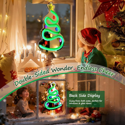 FITNATE 3D Infinity Mirror Light Christmas Tree LED Sign, 19.7x15.4 Inch Wall Decor with 10 Brightness Modes, Holiday Light Up Decoration for Home, Christmas Party