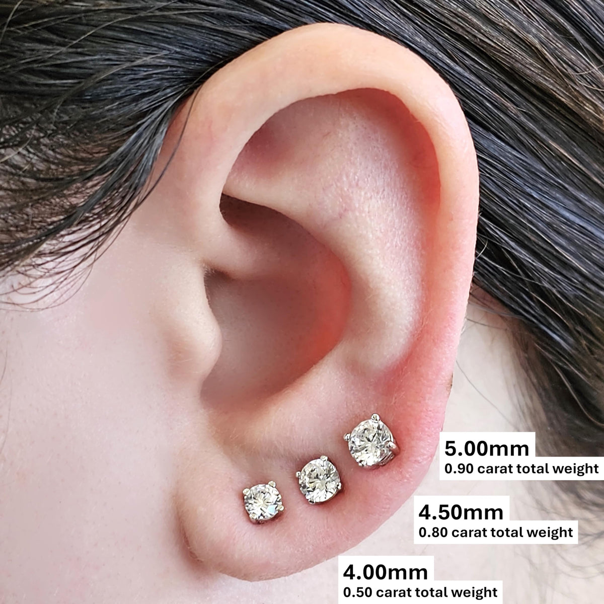 Central Diamond Center 14K Solid Gold Post & Sterling Silver Made with Swarovski 4 Prong CZ Stud Earrings - Rose Gold Plated - 4.0mm - 0.50cttw