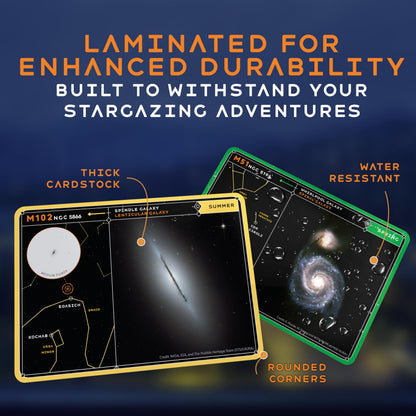 Stargazing Cards - Messier Catalog | Night Sky Exploration Kit for Telescopes & Binoculars | Flashcards with Star Charts, Astrophotography & Facts | Perfect Astronomy & Space Gift for Kids & Adults