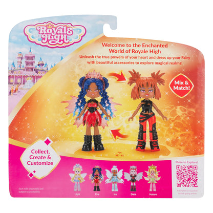 Royale High 3 Inch Fire Fairy Fashion Doll - 1 Figure with 9 Fashion Accessories - Virtual Item Code Included - Series 1 - Ages 5+