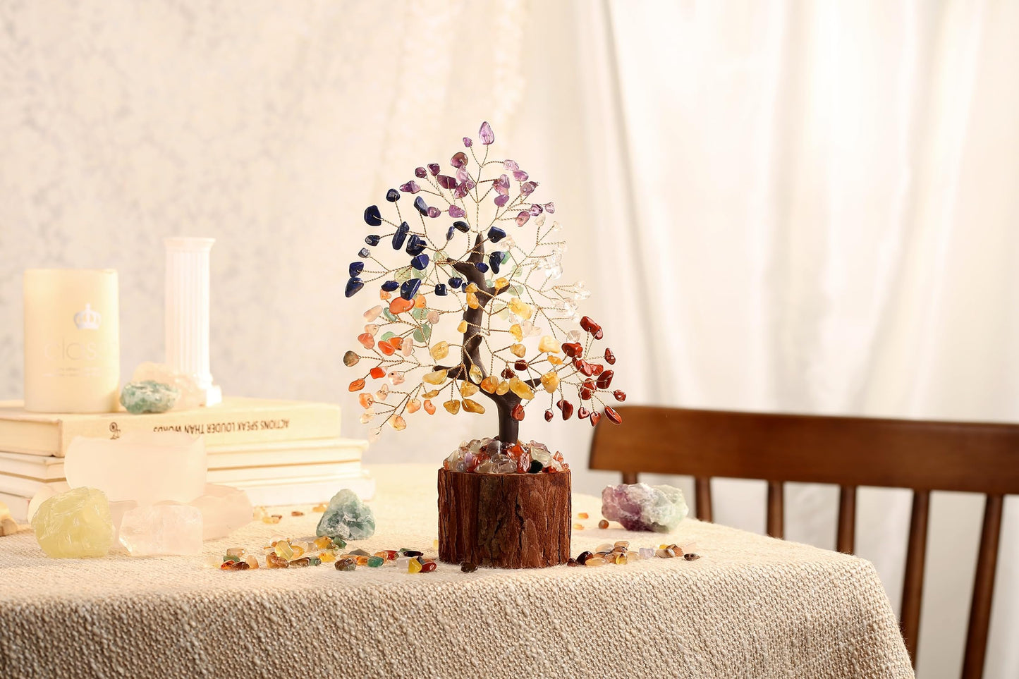 LAIDANLA 7 Chakra Crystal Tree of Life Positive Energy Good Luck Birthday Gifts Money Feng Shui Reiki Meditation Crystals Natural Stones Trees Home Office Desk Decor Spiritual Gifts for Women Men