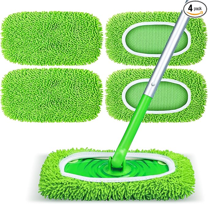 Reusable Mop Pads Fit Swiffer Sweeper, Washable Wet Mopping Cloths & Dry