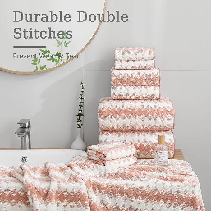 8 Piece Bathroom Towel Set |2 Oversized Bath Towels, 2 Hand Towels, 4