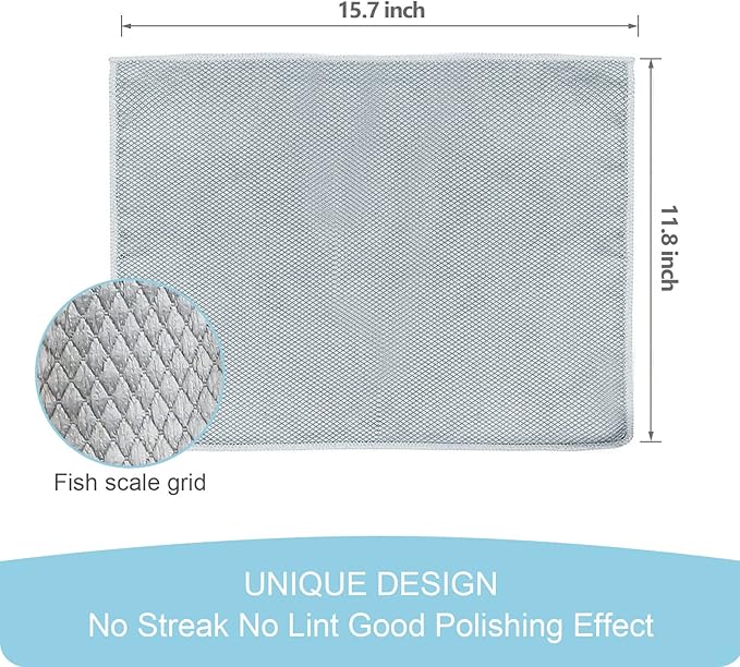 Niveaya Microfiber Glass Cleaning Cloth, Stainless Steel Windshield Shower