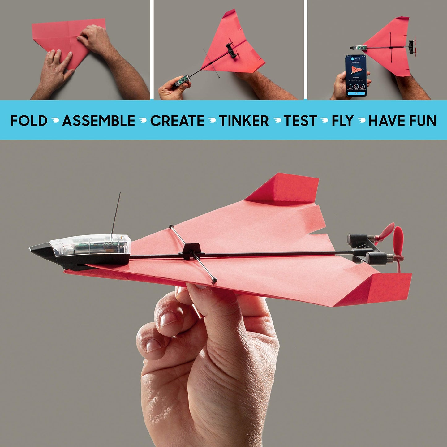 POWERUP 4.0 The Next-Generation Smartphone Controlled Paper Airplane Kit, RC Controlled. Simple to Fly with Autopilot & Gyro Stabilizer.