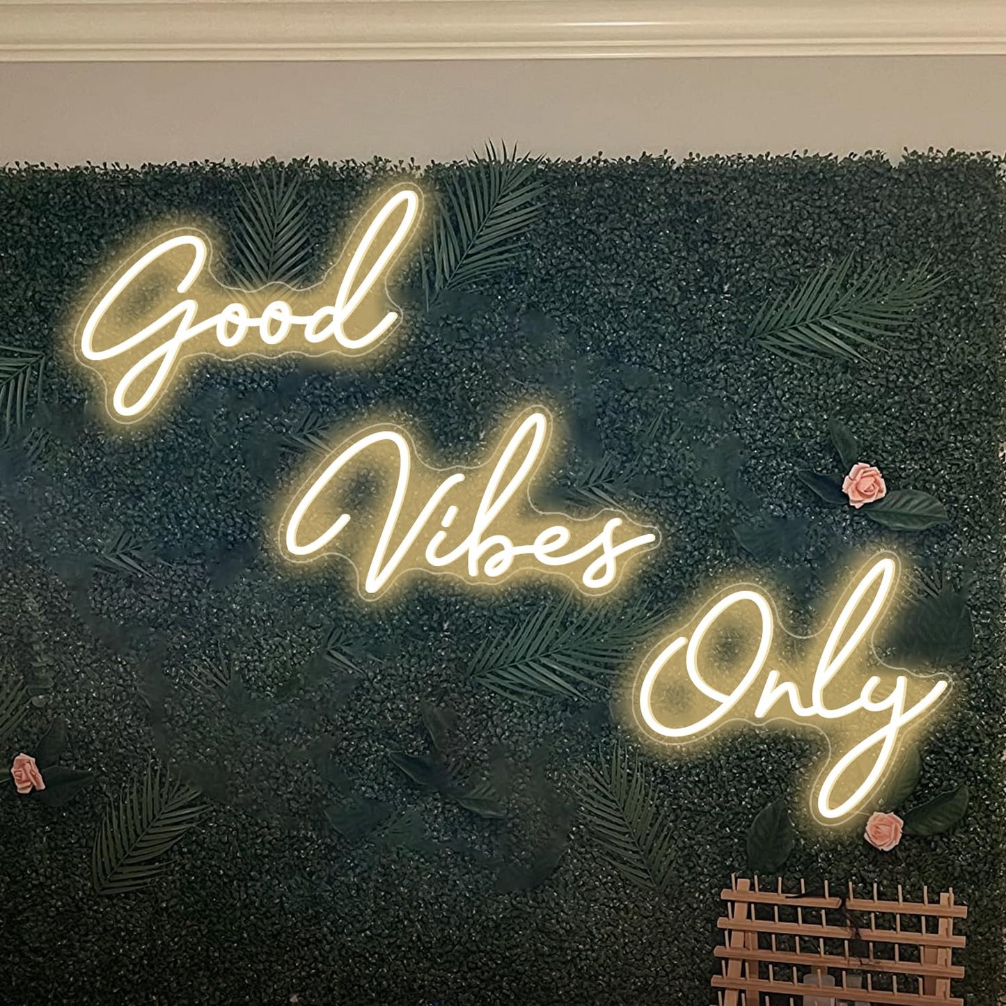 Voncitedn Super Large Good Vibes Only Neon Signs, Dimmable Good Vibes Only Neon Light Signs with ON/OFF Switch, LED Light Up Signs for Home Gym Decor Hair Background Bar Rooms Engagement Birthday Party, Warm White
