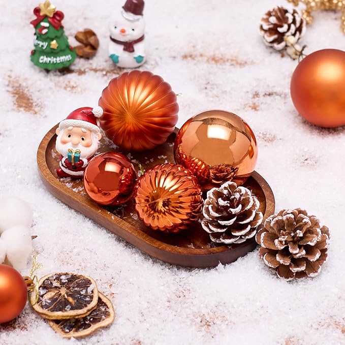 Christmas Tree Decorations Ornament Set for Fall Halloween, 50ct Orange Shatterproof Christmas Ball Ornaments Hanging Xmas Holiday Party Decor(1.57"-2.36")