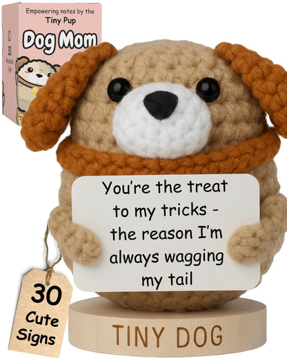 Dog Mom Gifts for Women - Tiny Dog Crochet with 30 Cute Signs for Furr Mama | Funny Birthday Gift for Pet Lovers | Funny Present for Birthday, Mothers Day, New Puppy | Cute Positive Crochet Animal