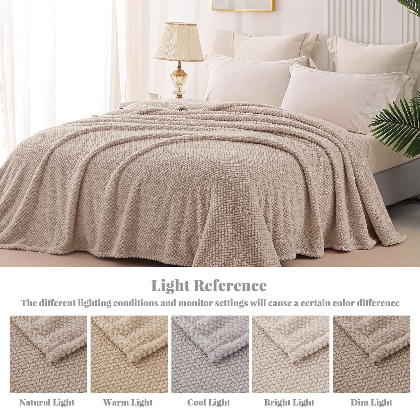 Whale Flotilla Extra Large Fuzzy Fleece Throw Blanket for Couch, 50x70 Inch Fluffy Soft Jacquard Blankets for All Season, Lightweight and Cozy, Camel