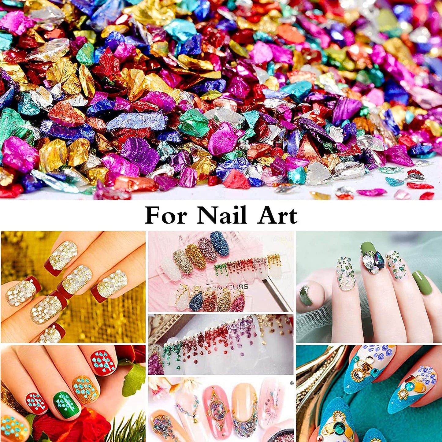 12 Box Crushed Glass Craft Glitter Fine for Resin Art, Small Broken Glass Pieces Irregular Metallic Crystal Chips Chunky Flakes Sequins for Nail Arts DIY Vase Filler Epoxy Jewelry Making Decoration